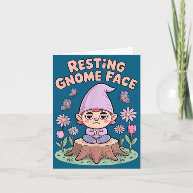 Resting Gnome Face Cute Funny Christmas Kawaii Car Card (Front)