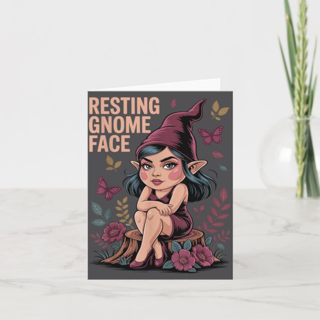 Resting Gnome Face Cute Funny Christmas Kawaii Car Card (Front)