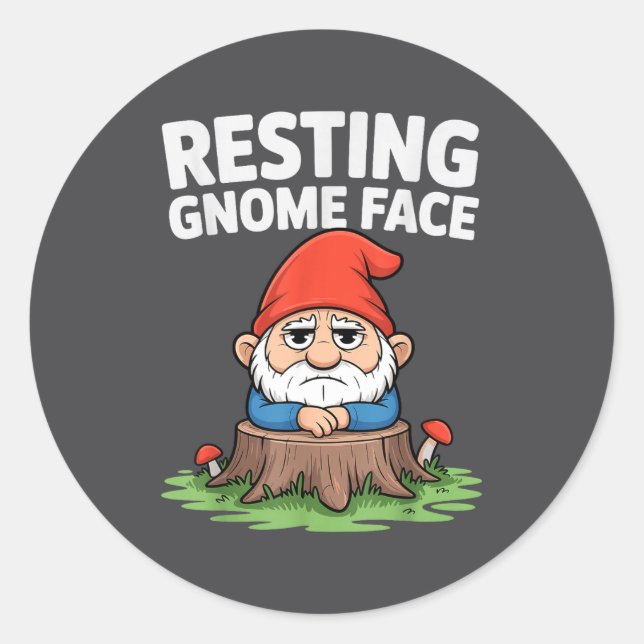 Resting Gnome Face Cute Funny Christmas Kawaii Car Classic Round Sticker (Front)