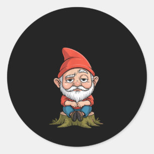 Resting Gnome Face Cute Funny Christmas Kawaii Car Classic Round Sticker