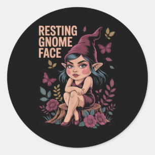 Resting Gnome Face Cute Funny Christmas Kawaii Car Classic Round Sticker