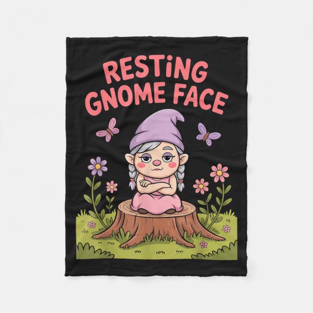Resting Gnome Face Cute Funny Christmas Kawaii Car Fleece Blanket (Front)