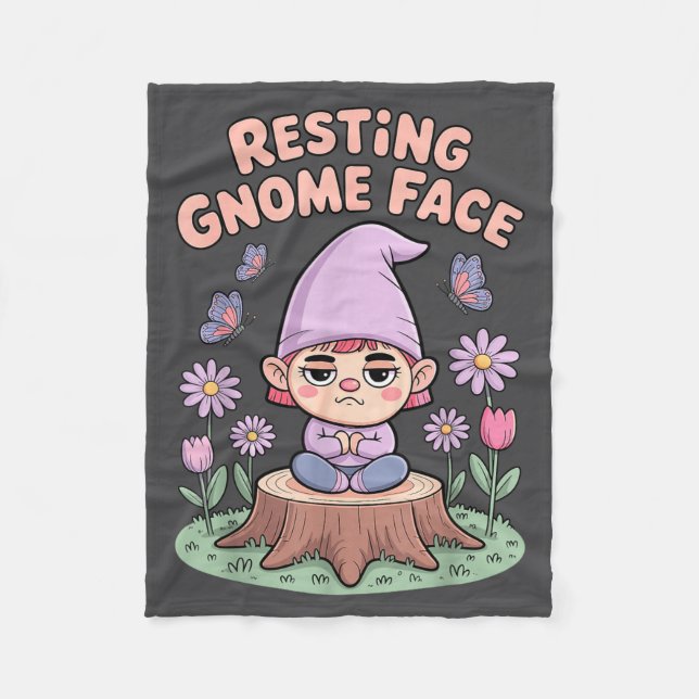 Resting Gnome Face Cute Funny Christmas Kawaii Car Fleece Blanket (Front)