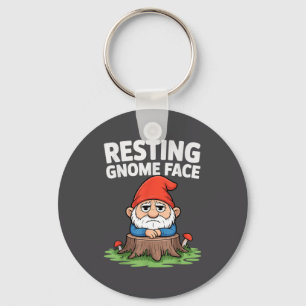 Resting Gnome Face Cute Funny Christmas Kawaii Car Key Ring