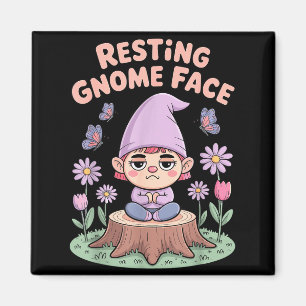 Resting Gnome Face Cute Funny Christmas Kawaii Car Magnet