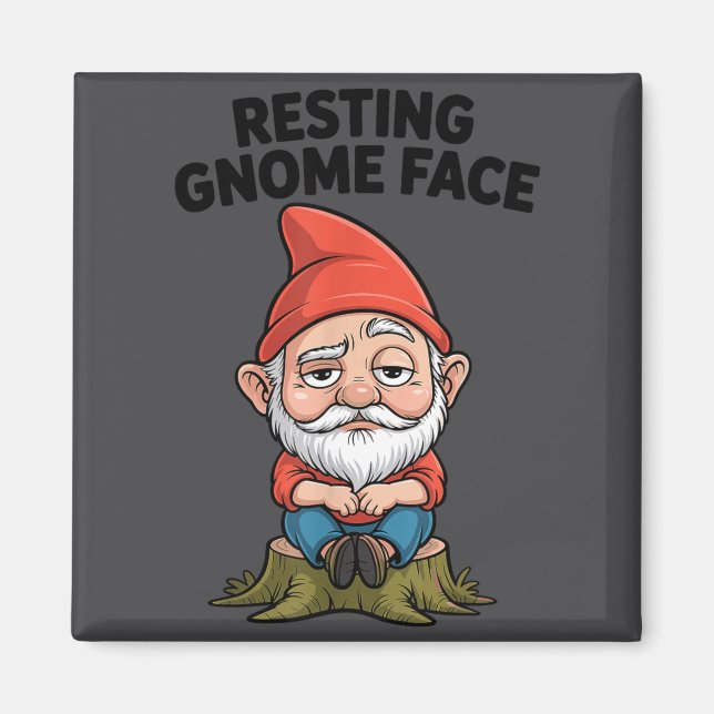 Resting Gnome Face Cute Funny Christmas Kawaii Car Magnet (Front)
