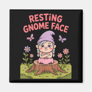 Resting Gnome Face Cute Funny Christmas Kawaii Car Magnet
