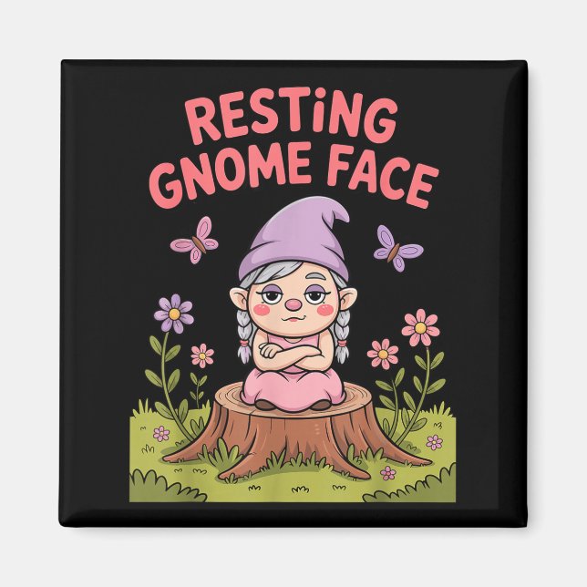 Resting Gnome Face Cute Funny Christmas Kawaii Car Magnet (Front)