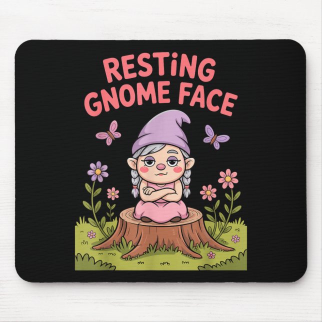 Resting Gnome Face Cute Funny Christmas Kawaii Car Mouse Mat (Front)