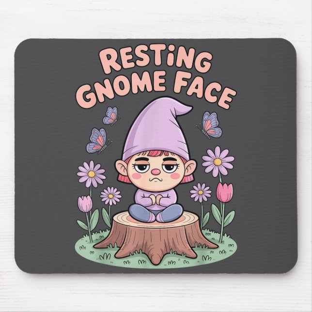 Resting Gnome Face Cute Funny Christmas Kawaii Car Mouse Mat (Front)