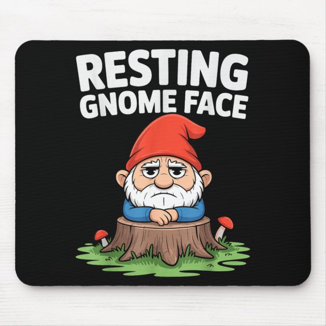 Resting Gnome Face Cute Funny Christmas Kawaii Car Mouse Mat (Front)