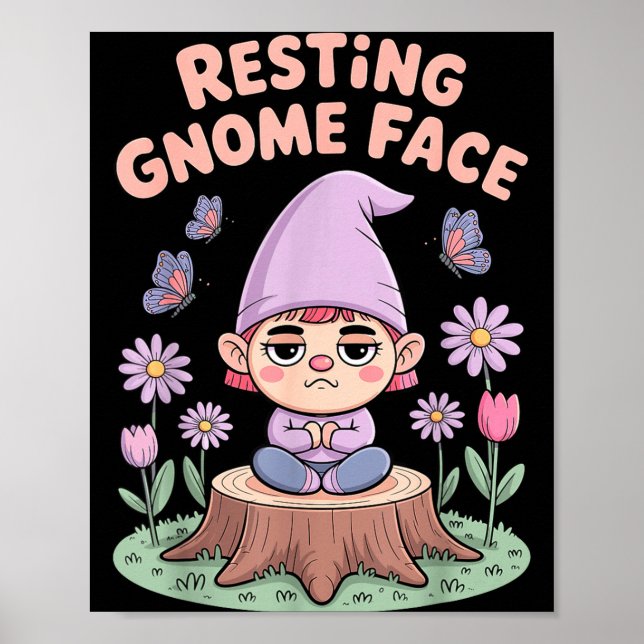 Resting Gnome Face Cute Funny Christmas Kawaii Car Poster (Front)