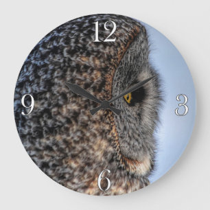 Resting Great Grey Owl Wildlife Photo Portrait Large Clock