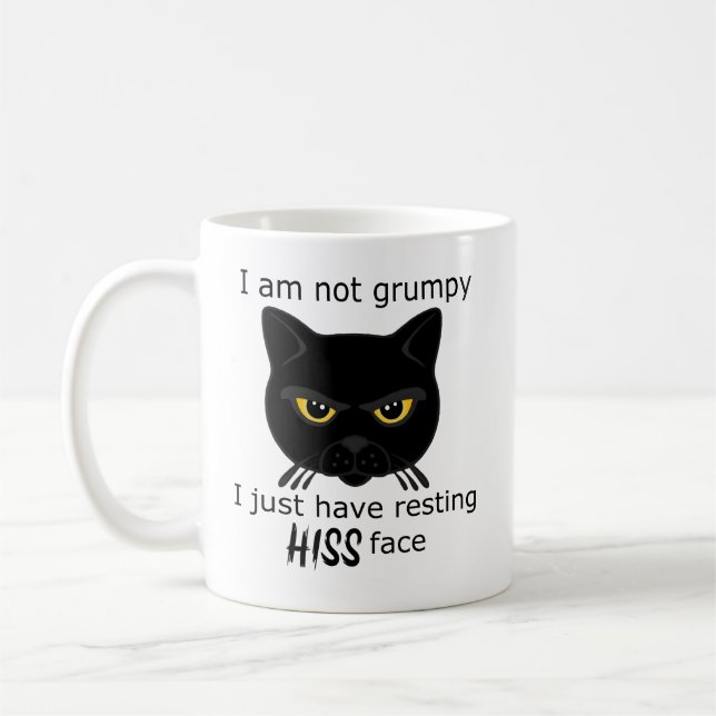 Resting Hiss Face Black Cat - Benefits PACR Coffee Mug (Left)