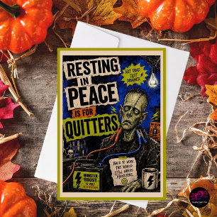 Resting in Peace Is for Quitters Stitched Monster Card