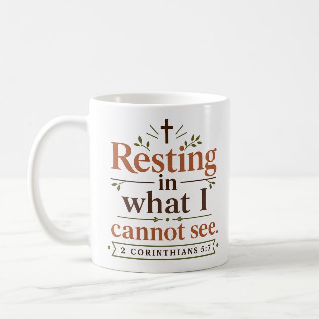 Resting In What I Cannot See Modern Christian Art Coffee Mug (Left)