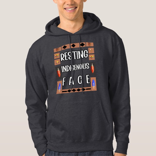 Resting Indigenous Face Hoodie (Front)