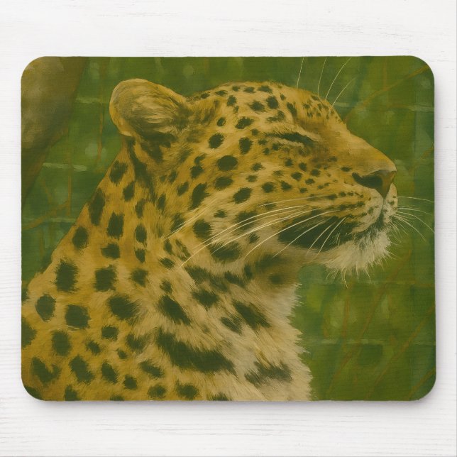 Resting Leopard in Sanctuary Setting Mouse Mat (Front)