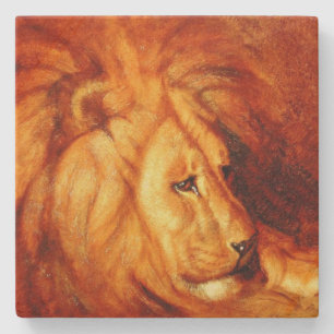 Resting Lion (by Abbott Handerson Thayer) Stone Coaster