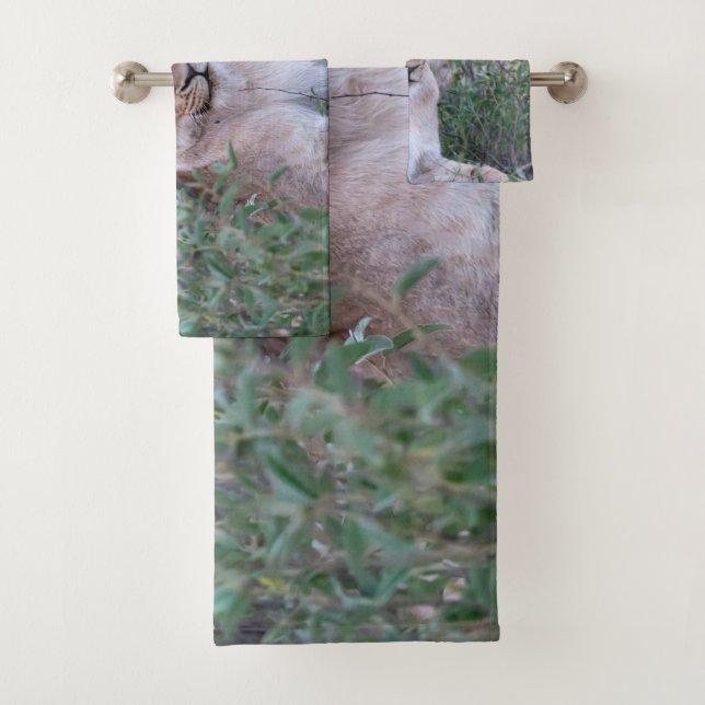 Resting Lioness African Wildlife Photo Bath Towel Set (Insitu)