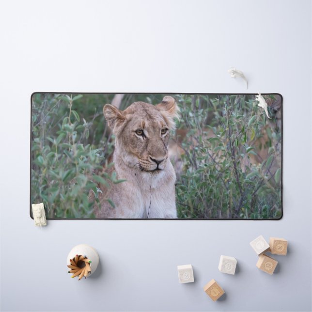 Resting Lioness in African Wilderness Desk Mat (Kids Table)