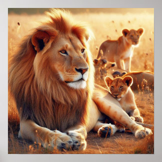 Resting lions Poster Paper 