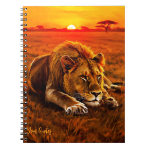 Resting Male Lion on Golden Savanna Notebook