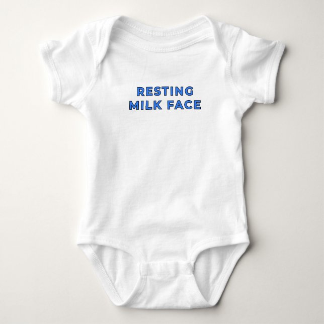 Resting Milk Face - Blue Baby Bodysuit (Front)