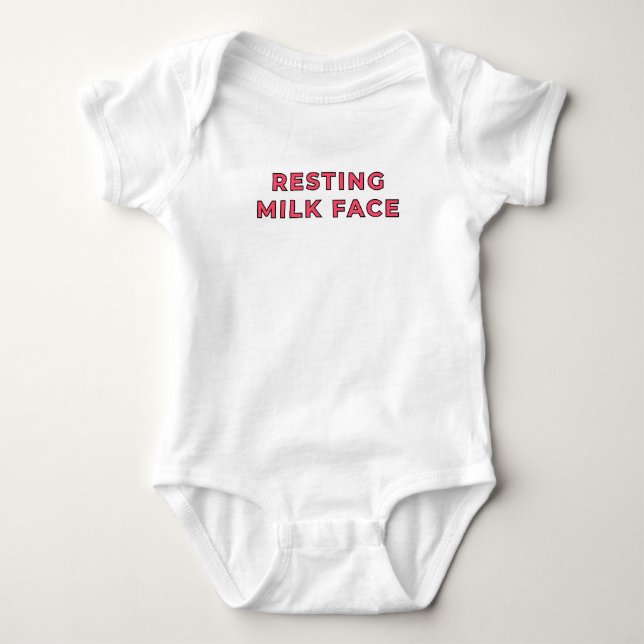 Resting Milk Face - Pink Baby Bodysuit (Front)