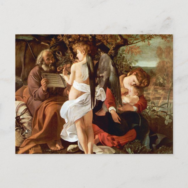 Resting on the Flight into Egypt by Caravaggio Postcard (Front)