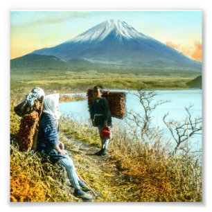 Resting on the Roadside to Mt. Fuji Vintage Photo Print
