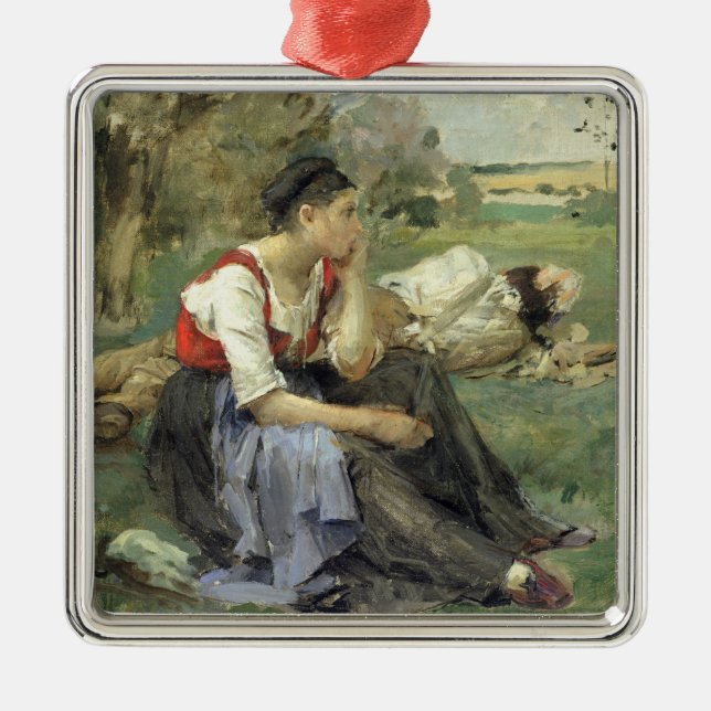 Resting Peasants, 1877 Metal Tree Decoration (Front)