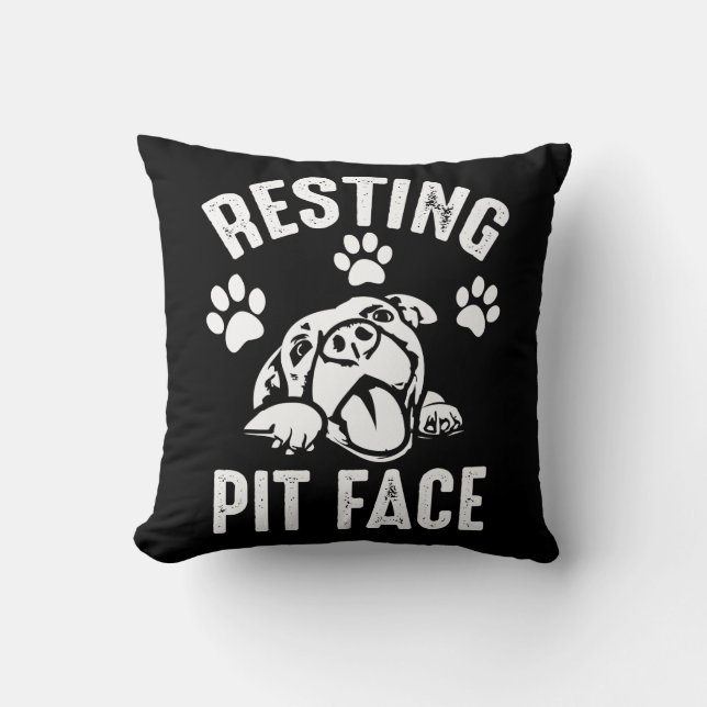 Resting Pit Face - Cute Pitbull Dog Love Cushion (Front)