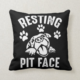 Resting Pit Face - Cute Pitbull Dog Love Cushion