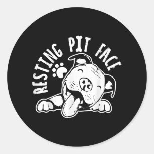 Resting Pit Face Funny Dog Pitbull Meme Clothing Classic Round Sticker