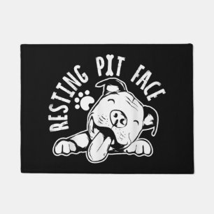 Resting Pit Face Funny Dog Pitbull Meme Clothing Doormat