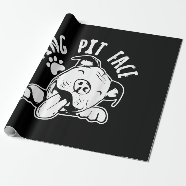 Resting Pit Face  Funny Dog Pitbull Meme Clothing Wrapping Paper (Unrolled)