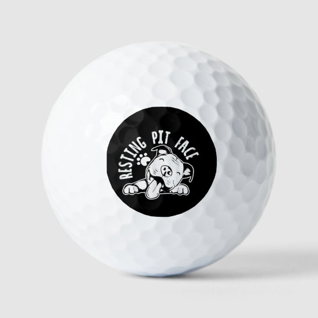 Resting Pit Face  Funny Dog Pitbull Meme Golf Balls (Front)
