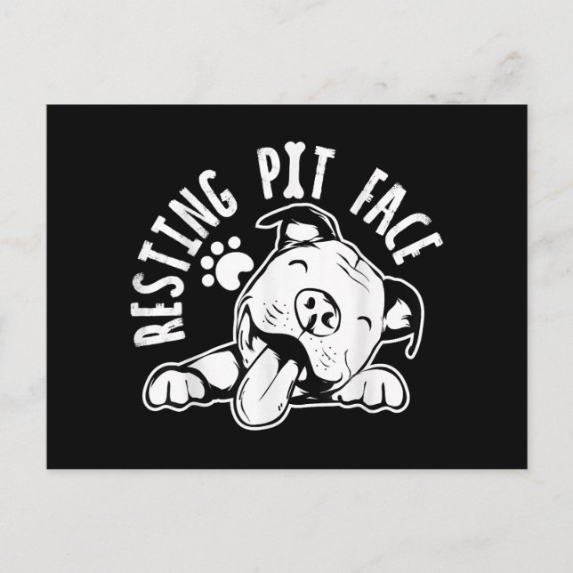 Resting Pit Face  Funny Dog Pitbull Meme Holiday Postcard (Front)