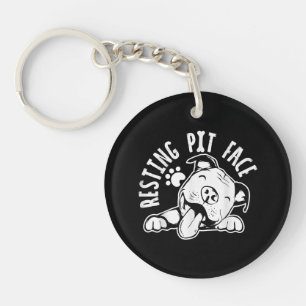 Resting Pit Face Funny Dog Pitbull Meme Key Ring