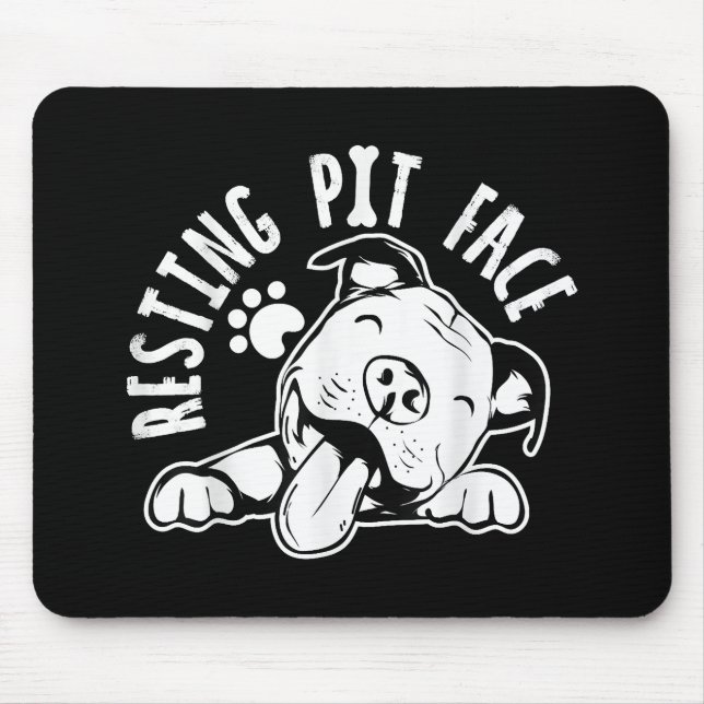 Resting Pit Face  Funny Dog Pitbull Meme Mouse Mat (Front)
