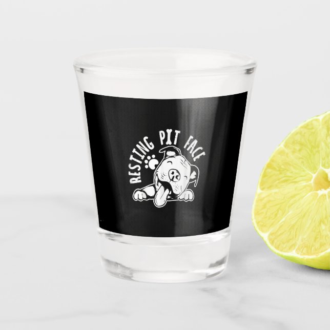 Resting Pit Face  Funny Dog Pitbull Meme Shot Glass (Front)