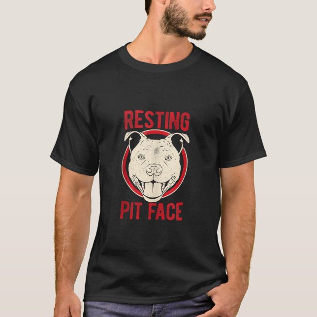 Resting Pit Face Pittie Pitbull Dog Owner Pet Pitb T-Shirt (Front)