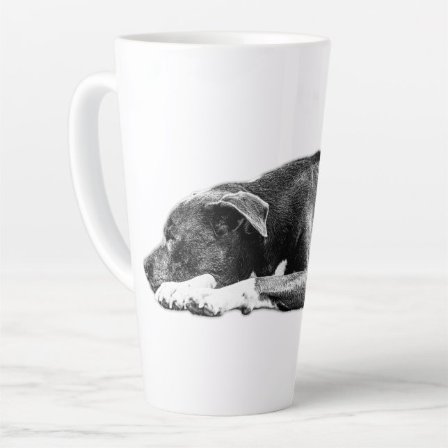 Resting Pitbull Mix Black and White Mug (Left Angle)