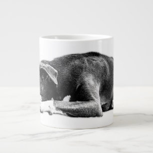 Resting Pitbull Mix Black and White Mug