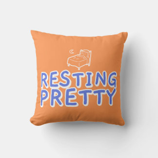 Resting Pretty Cute Sleep Quote Illustration Cushion