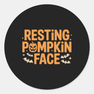 Resting Pumpkin Face Bold T Halloween Tee  Classic Round Sticker