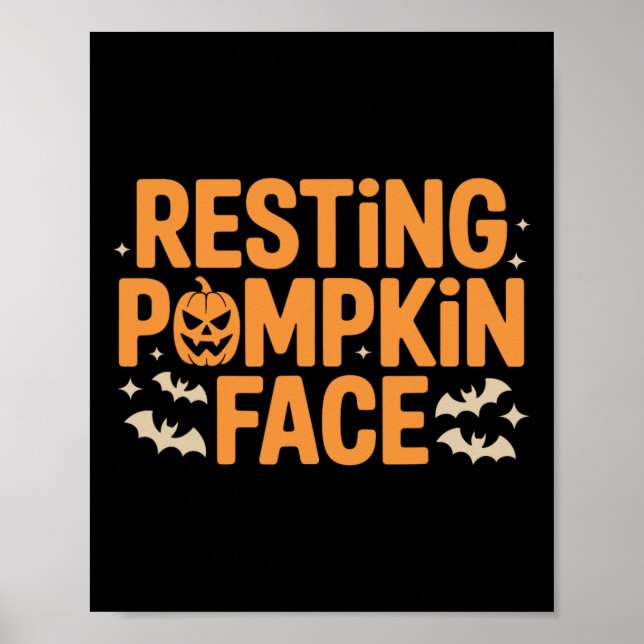 Resting Pumpkin Face Bold T Halloween Tee  Poster (Front)
