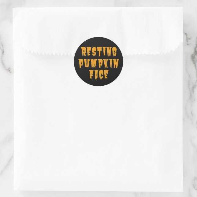 Resting Pumpkin Face - Funny Halloween 2022  Classic Round Sticker (Bag)