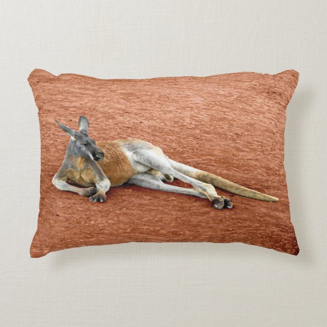 Resting Red Kangaroo Buck Decorative Cushion (Front)